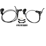 Hydraulisches Scheibenbremsen-Set für Mountainbikes mit vier Kolben und Aluminiumlegierungsmaterial für gleichmäßige Bremsreaktion (schwarz)