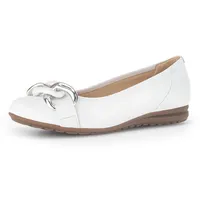 Gabor Ballerina GABOR "FLORENZ", Damen, Gr. 38, weiß, Leder, Schuhe Ballerina, Hochzeitsschuh, Flache Schuhe, Slipper mit eleganter Zierkette