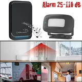 CASAcontrol Funk-Durchgangsmelder & Alarm, PIR, batteriebetriebene Klingel schwarz