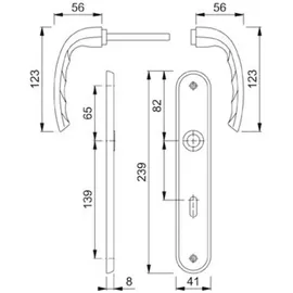 HOPPE Langschildgarnitur Tôkyô M1710RH/265 MS F71 Silber