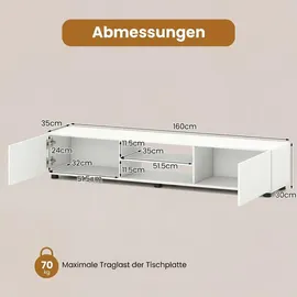 Costway TV-Lowboard 160 x 35 x 30 cm Braun Holz