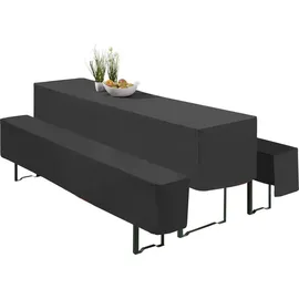 heimtexland ® Hussen Set 3-teilig Bierzeltgarnitur 1x Tischhusse Biertisch 2x Bankhusse Bierbank Tischdeko Typ860 Schwarz 50x220 cm - Schwarz