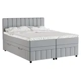 panda möbel Boxspringbett Doppelbett 160x200, Hellgrau, AVALON, mit Bettkästen, mit Matratze, mit Topper, Panda Möbel - Grau