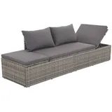 vidaXL Outdoor-Lounge-Bett mit Polster & Kissen Poly Rattan Grau