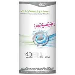 Clearwhite Waschmittel Waschpulver Vollwaschpulver Runddose 40 WL 1,12 kg