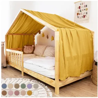 lilimaus Hausbett Himmel [in 12 Farben] Betthimmel Hausbett aus 100% Baumwolle Musselin - Stoffhimmel für Hausbett Deko Mädchen & Jungen - Himmel für Hausbett Kinder - Bett Vorhang Kinderbett