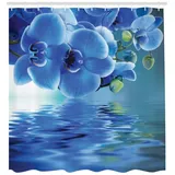 ABAKUHAUS Duschvorhang natürliche Orchideen 175 x 180 cm blau
