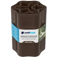 Cellfast Rasenkante Gewellt Gartenzaun Beeteinfasung Mähkante Garten Palisade Wurzelsperre Kunststoff 25cm x 9m (Braun)