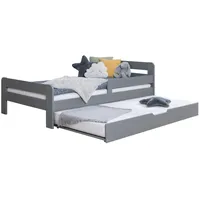 TICAA Einzelbett Kinderbett Jugendbett, Bennet mit Zusatzbett Rausfallschutz & Lattenrost für Schlafzimmer, Kinderzimmer Kiefer Massivholz Bettgestell 90 x 200 cm