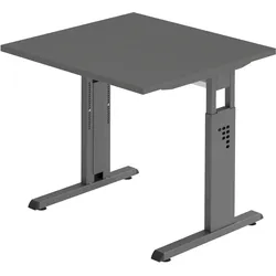 Hammerbacher-Schreibtisch C-Fuß 80x80cm Graphit/Graphit-VOS08/G/G