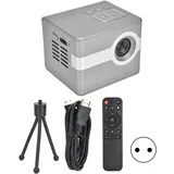 C50 Tragbarer Mini-dlp-projektor – Hd-videoprojektor Mit Fernbedienung, Stativ Und 100–240-v-eu-netzteil, Silbergrau