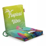 Klappbare Oxford Gartenliege „Tropical Vibes“ – Strandliege mit Print, leichte tragbare Campingliege - Grün