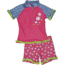 Playshoes Kinder Bade Set UV-Schutz Bade-Set Blumen in Pink | Gr.: 98/104