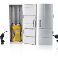 Getränkekühlschrank 8,5 X 12 X 25 Cm Mini USB Kühlschrank Kühler für Dosen Getränke Bierkühler Wärmer Reise Auto Bürogebrauch für 2 Dosen Car
