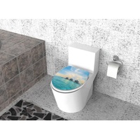 K&H Sanitary Duschwell Duroplast WC-Sitz mit Motiv - Wasserbungalow