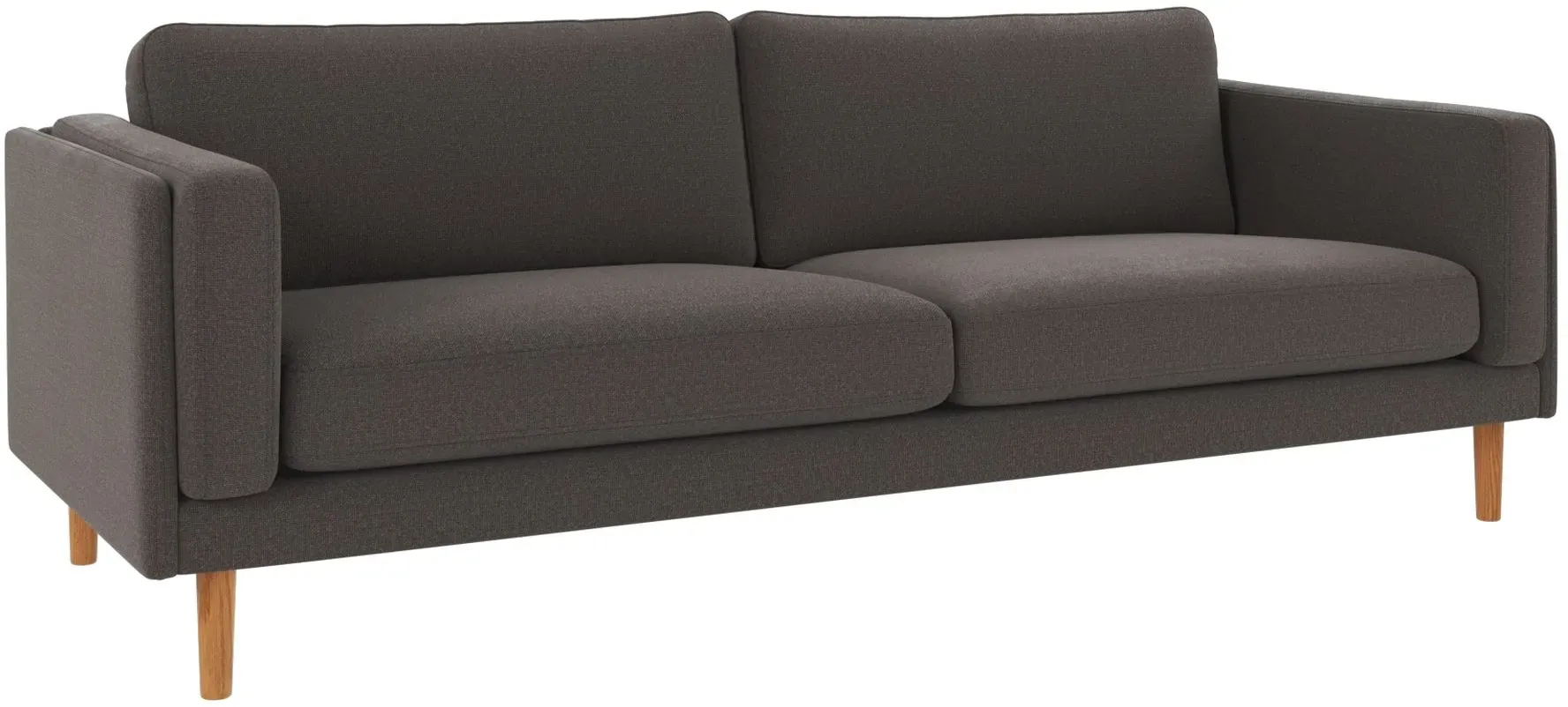 Sofa Braden 3-Sitzer aus Eiche, klassischer Stil, Bezug Rita Dunkelgrau, bequem gepolstert