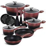 Edenberg Decorate Your Kitchen 15 TLG Topfset Induktion, Töpfe & Pfannen beschichtet, Kochtopf Set induktions, Kochtöpfe, Kochgeschirr, induktionsgeeignet, EB-5626
