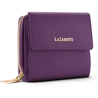 Lazarotti Bologna mittelgroße Leder Geldbörse Damen | mit Druckknopf, Reißverschlussfach, 9 Kartenfächer, RFID-Schutz | 12 x 10 x 4 cm