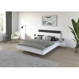 Rauch Schlafzimmer-Set "Monza", weiß (alpinweiß, graumetallic), Bett 160x200cm + ohne Matratze, B/H: 160cm x 200cm, Bett 160x200cm, Schlafzimmermöbel-Sets, mit Schwebetürenschrank Breite 218 cm, Bettanlage in 2 Breiten