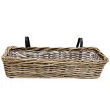 Frank Flechtwaren Blumenkasten, Balkontopf, Balkonpflanzer "Rattan", groß 58 x 18 x 14 cm