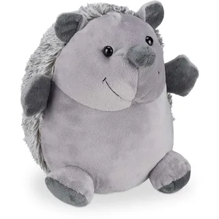 Relaxdays Türstopper Igel, aus Stoff, für Boden, innen, dekorativer Tier Türpuffer, 19,5 cm hoch, weich, schwer, grau