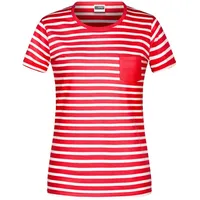 James & Nicholson Damen Maritim T-Shirt 8027, rot/weiß, Größe