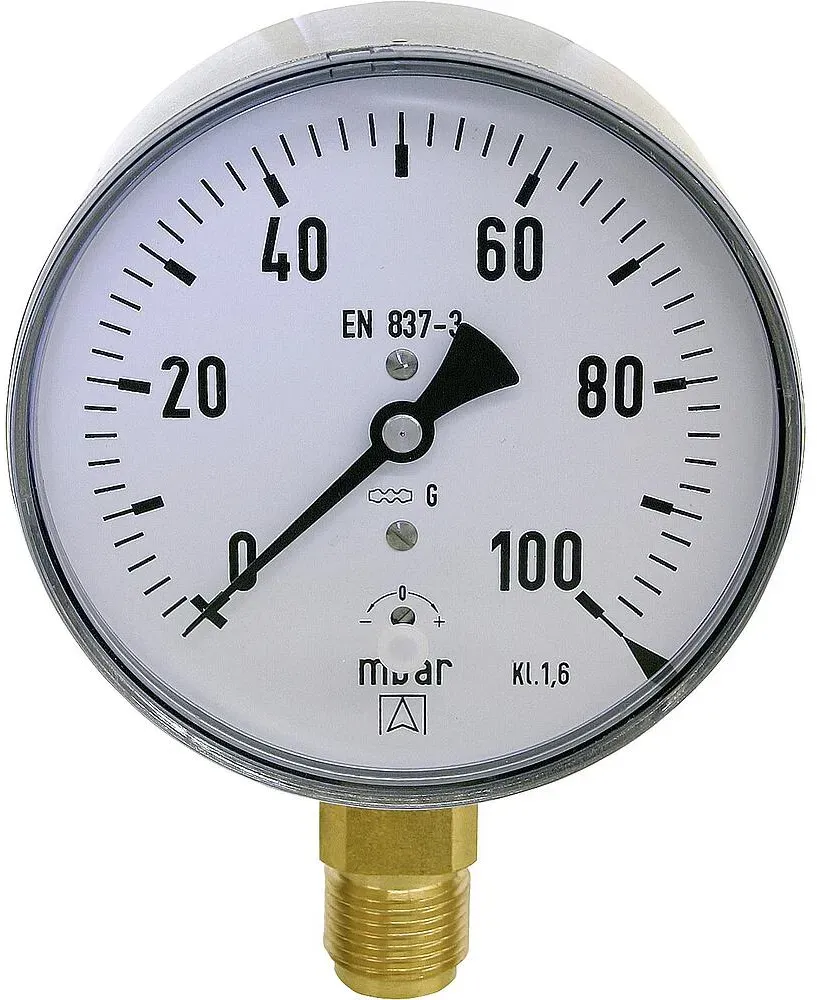 Kapselfedermanometer KP 100.4 0-100 mbar, DN15 (1/2''), Ø 100mm