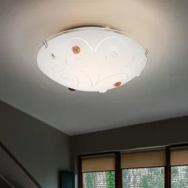 GLOBO Deckenleuchte 1-flammig rund opal mit Dekorsteinen, 1x LED 8,0 W 640 lm, D 25 cm