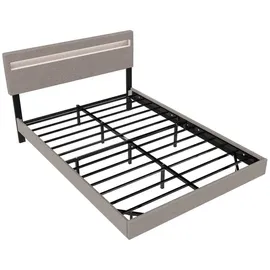 Juskys Schwebebett Lissabon 140 x 200 cm - mit Matratze, Schwebendes Design & LED-Beleuchtung - beige