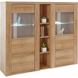 Home Affaire »Larona, zeitlose Hochkommode mit 2 Türen, Türkommode, Höhe 129,5 cm,«, Anrichte mit dekorative Rahmenoptik, Türen mit Glaseinsatz