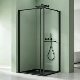mai & mai Rav69K Eckdusche mit Schiebetür 90 x 90 cm Schwarz Sicherheitsglas