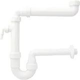 Otto Haas KG PP-Raumspar Kugelverschluss-Siphon DN 32, 1 1/2" & 1 1/4" weiß