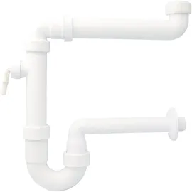 Otto Haas KG PP-Raumspar Kugelverschluss-Siphon DN 32, 1 1/2" & 1 1/4" weiß
