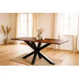 Esstisch 140x80cm Akazie massiv nussbaum Schweizer Kante Spider-Gestell schwarz ABBY - Braun