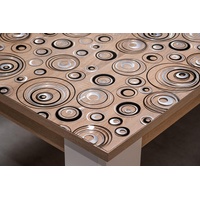 Tischfolie mit Kreise-Muster Bedruckt - Maß nach Wunsch - Transparent Klar Tischdecke Tischschutz Schutzfolie Abwaschbar weich PVC (100x120cm)