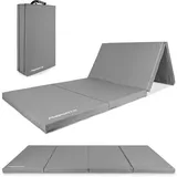 MSPORTS Turnmatte Premium klappbare Weichbodenmatte 190 x 80 x 5 cm Gymnastikmatte Sportmatte für zuhause Kinder Erwachsene (Grau, 190 x 80 x 5 cm)