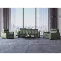 Beautysofa Polstergarnitur Gomez, (inkl. Schlaffunktion und Bettkasten, verstellbaren Kopfstützen), Designersofa 3+2+1 in Velourstoff, Rundumbezug grün