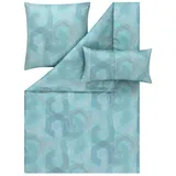 Estella Bettwäsche Mako Satin Sereno 135x200+Kissen 80x80 40x80 Grafisch azur, Baumwolle, 3 teilig, mako satin bettwäsche 135x200 sale warm baumwolle bettwäsche 135x200 blau