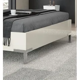 PLACES OF STYLE Bett PLACES OF STYLE "Piano, Liegefläche 160x200 oder 180x200cm, FSC-zertifiziert", beige (beige hochglanz, beige, chromfarben), B:180cm H:120cm L:221cm, Betten, Bett, mit gepolstertem Kopfteil, UV Lackierung hochglanz beige oder weiß