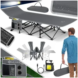 KESSER® Campingbett Feldbett Klappbar Klappbett Campingliege inkl. Tragetasche + Seitentasche Stabiles Feldbett 250kg Belastbar Metallrohr 600D Oxfordgewebe Tragbar Liege Reise Bequem