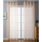 Gardinenbox 2er-Pack Ösen Gardinen Transparent Vorhang Set Wohnzimmer Voile Ösenvorhang Bleibandabschluß HxB 145x140 cm Sand, 203322