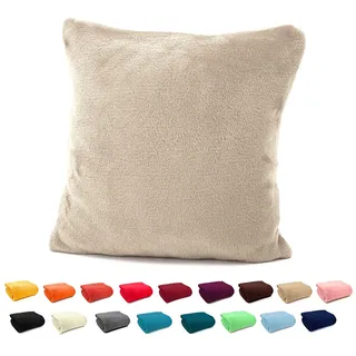 heimtexland ® Flanell Kuschel Kissen Super Soft Dekokissen Plüsch Typ380 Kissenhülle Sand 40x40 cm