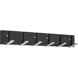 Wandgarderobe schwarz Hakenleiste Garderobenleiste Garderobenhaken Kleiderhaken Wand, 6 klappbare Haken, BxH 48,4 x 7,2