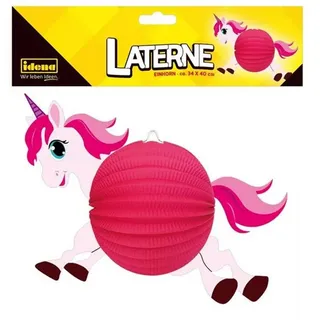 IDENA Umzugslaterne Einhorn Weiß/Pink 40x34cm