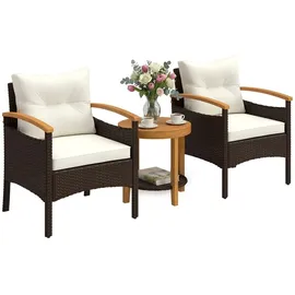 Outsunny Rattan Bistroset 3-tlg. Creme