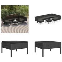 vidaXL 10 tlg. Garten Lounge Set mit Auflagen Poly Rattan Schwarz - Garten-Sofagarnitur - Garten-Sofagarnituren - Gartensofa-Set - Gartensofa-Sets - Schwarz