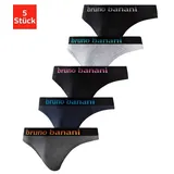 String, (Packung, 5 St.), mit Streifen Logo Webbund Bruno Banani navy-blau, schwarz-pink, grau-meliert-mint, anthrazit-meliert-gelb, schwarz-grau