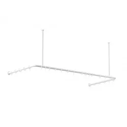 KS Handel 24 Alu Duschvorhangstange Weiss 70x165x70 cm barrierefrei passend für Badewanne, U-Form, inkl. Deckenhalterungen, inkl. Ringe