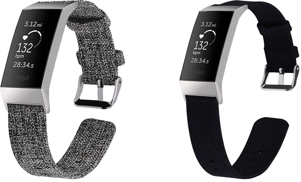 Chainfo kompatibel mit Fitbit Charge 4 / Charge 3 SE/Charge 3 / Charge 3 Special Edition Armband Woven Armbänd, Ersatzband Gewebte Stoff Armbands Zubehör Sport Armbänder (Pattern 3+Pattern 4)