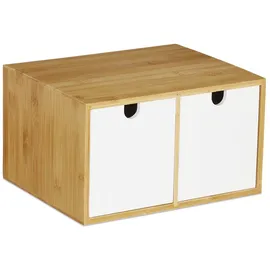 Relaxdays Schreibtisch Organizer, 2 Schubladen Weiß,Hellbraun